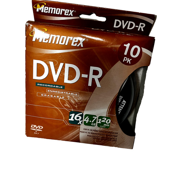 Memorex 10 Pack DVD-R 16x 4.7 GB 120 Minute Recordable Disks New - Picture 1 of 3